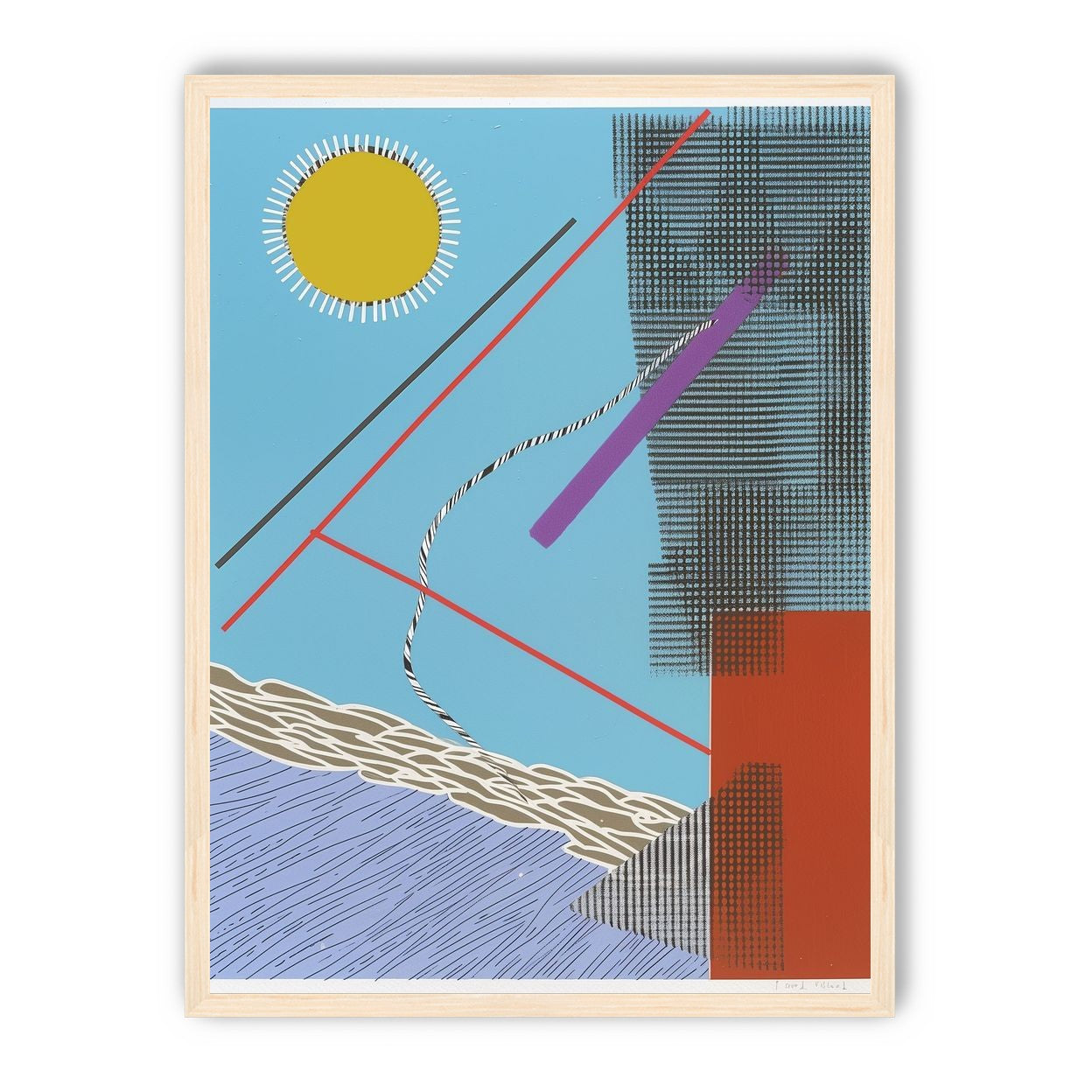 Yellow disc and crossed lines