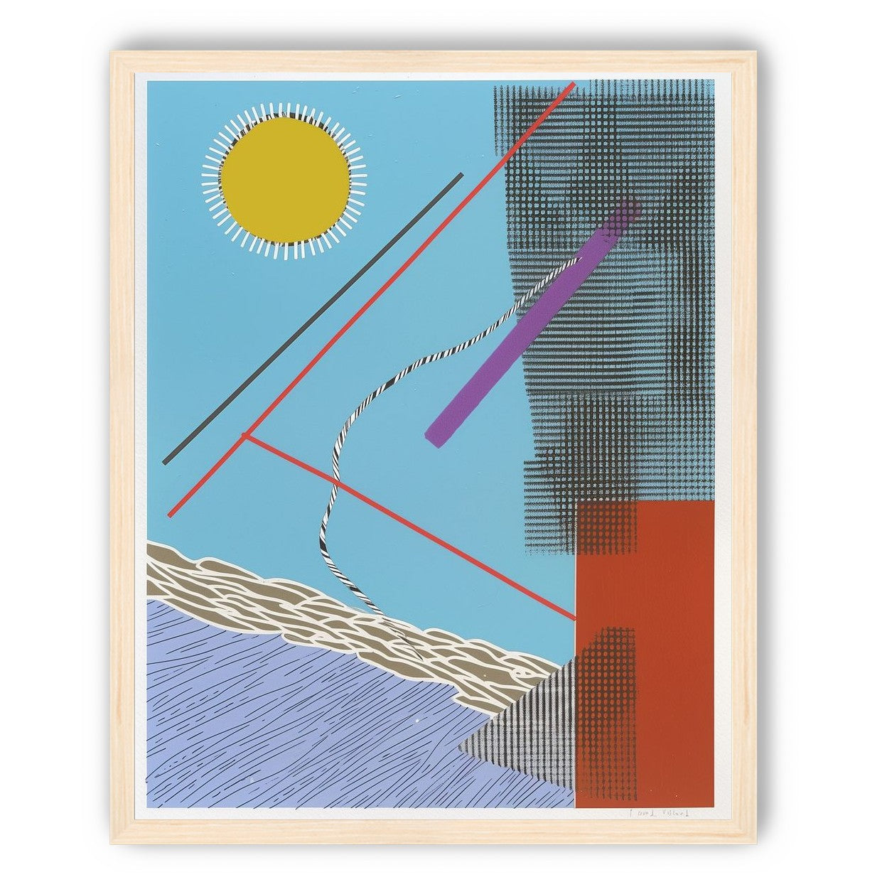 Yellow disc and crossed lines