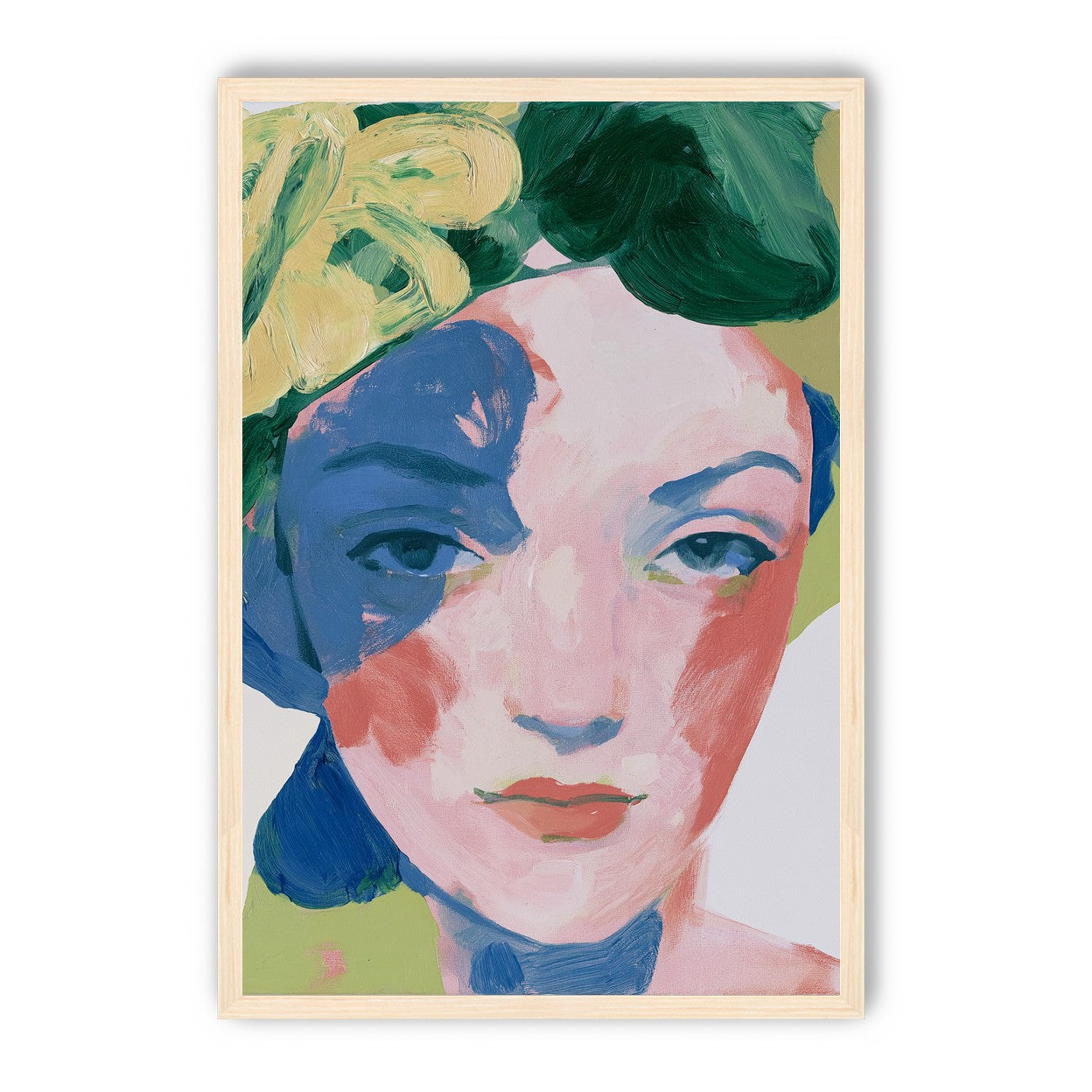 Green hair over blue shadow