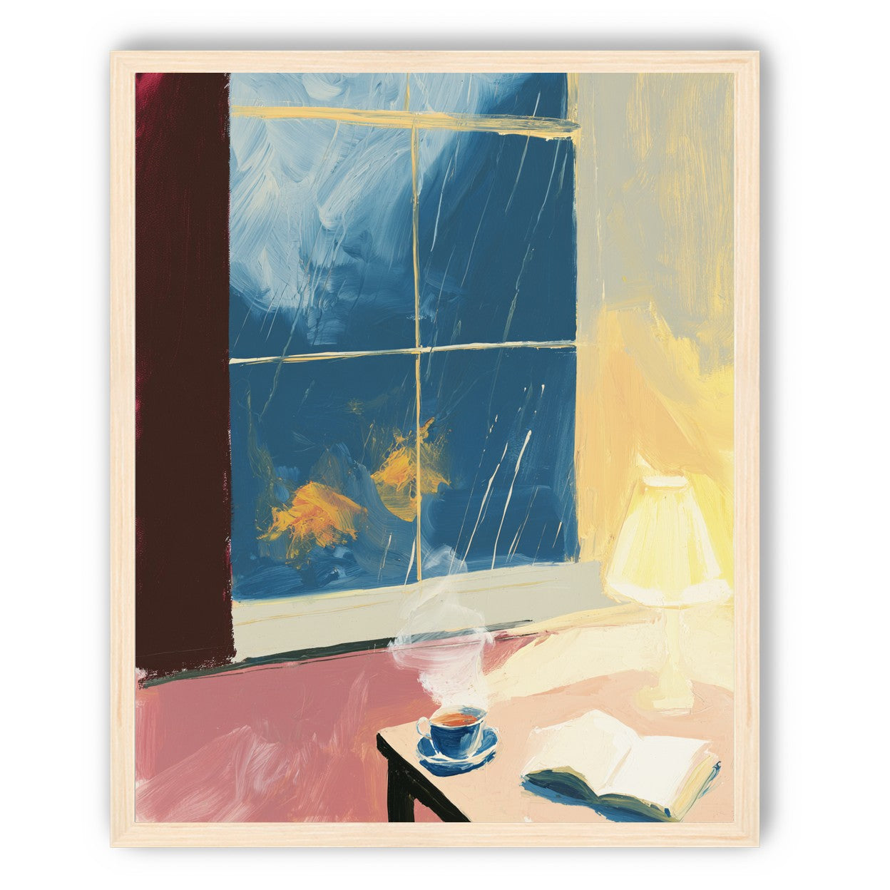 Lamplight on the rainy window