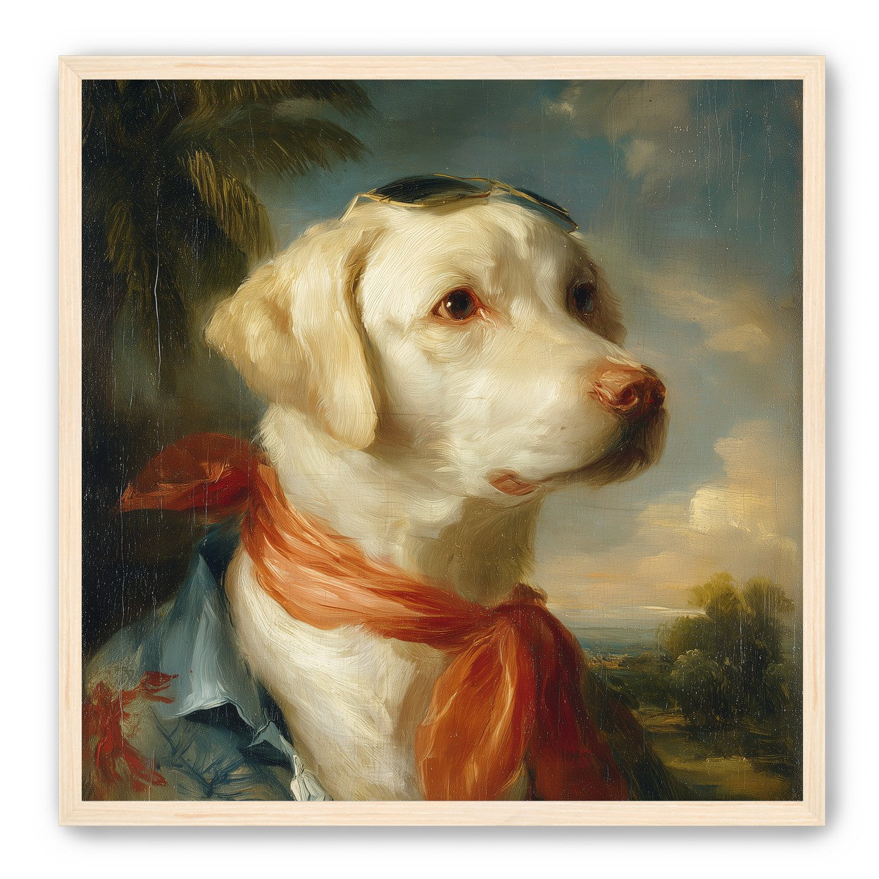 White dog in red scarf