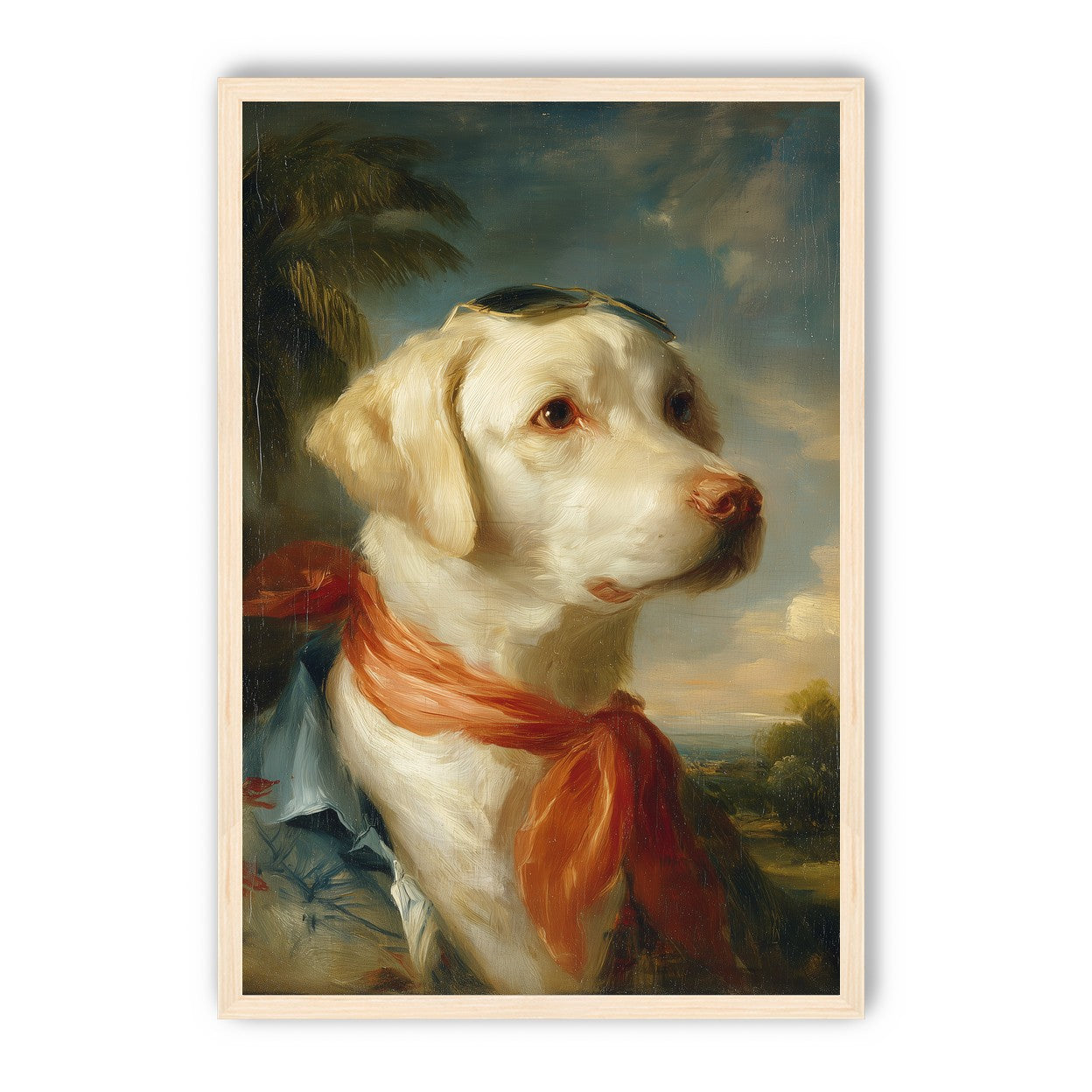 White dog in red scarf