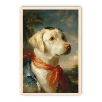 White dog in red scarf