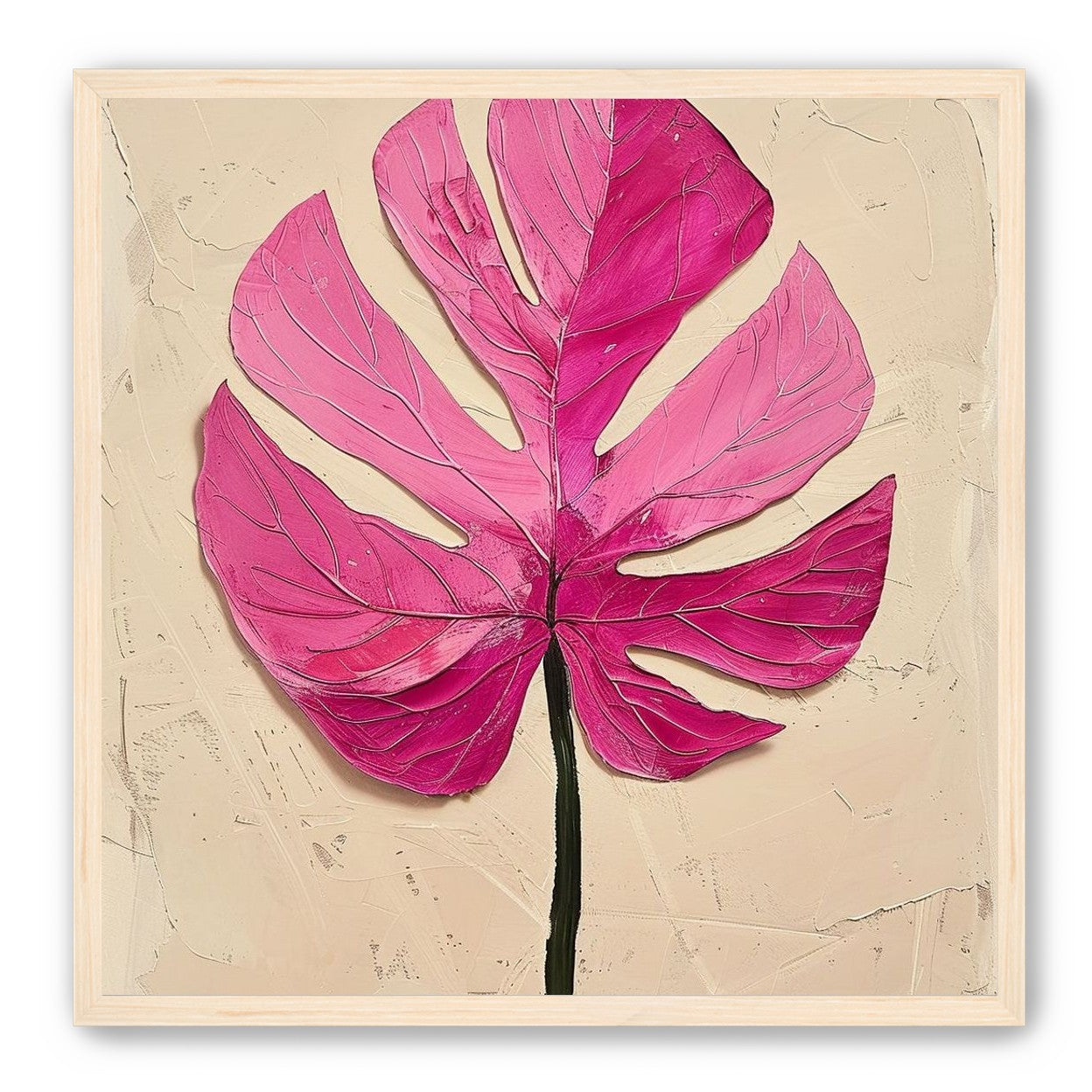 Pink leaf on plaster white