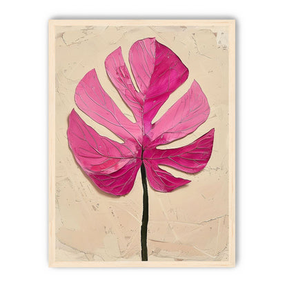 Pink leaf on plaster white