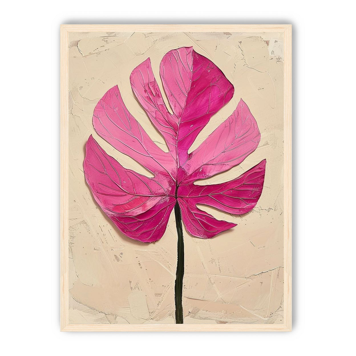 Pink leaf on plaster white
