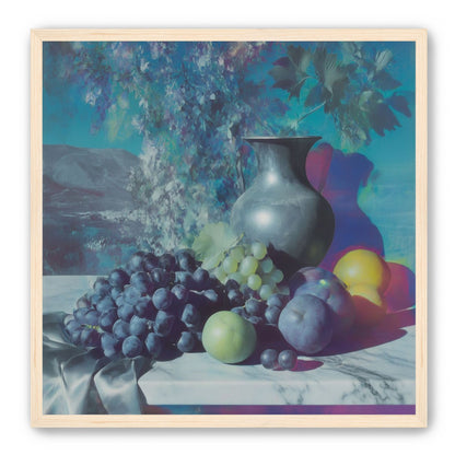 Vase and fruit in blue haze