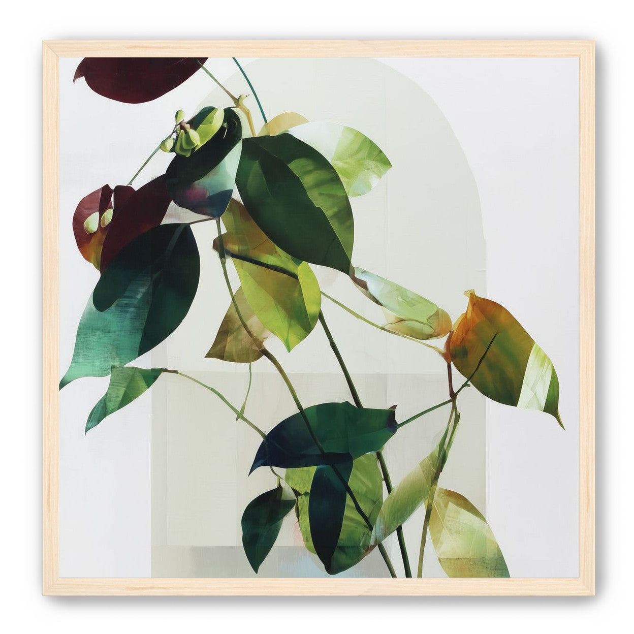 Leaves across a pale arch