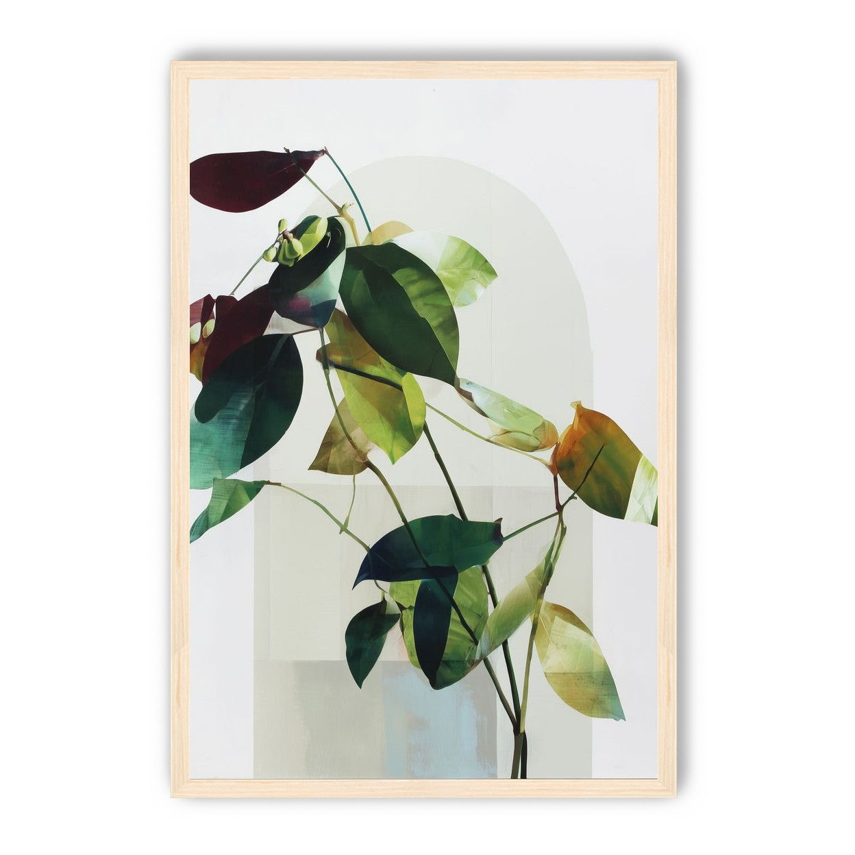Leaves across a pale arch