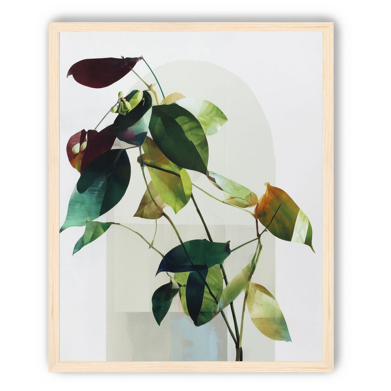 Leaves across a pale arch