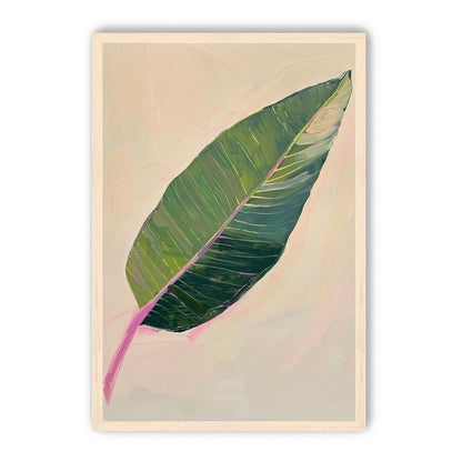 Green leaf with pink spine