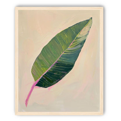 Green leaf with pink spine