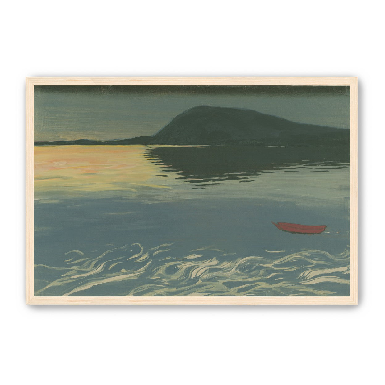 Red boat on still water