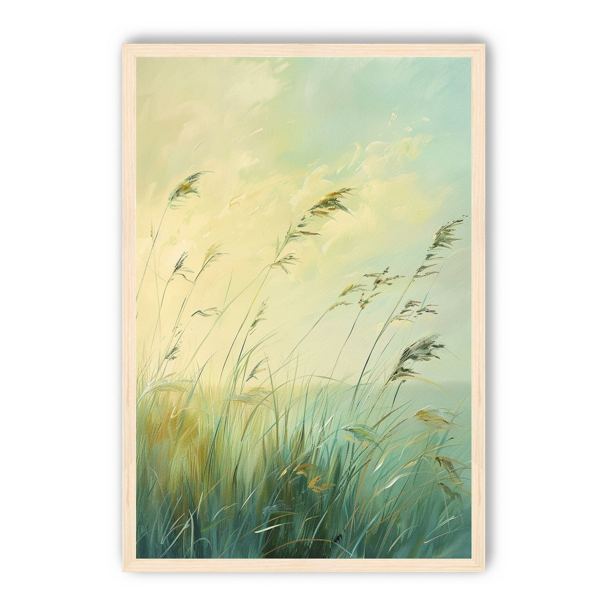 Windbent beach grass sky
