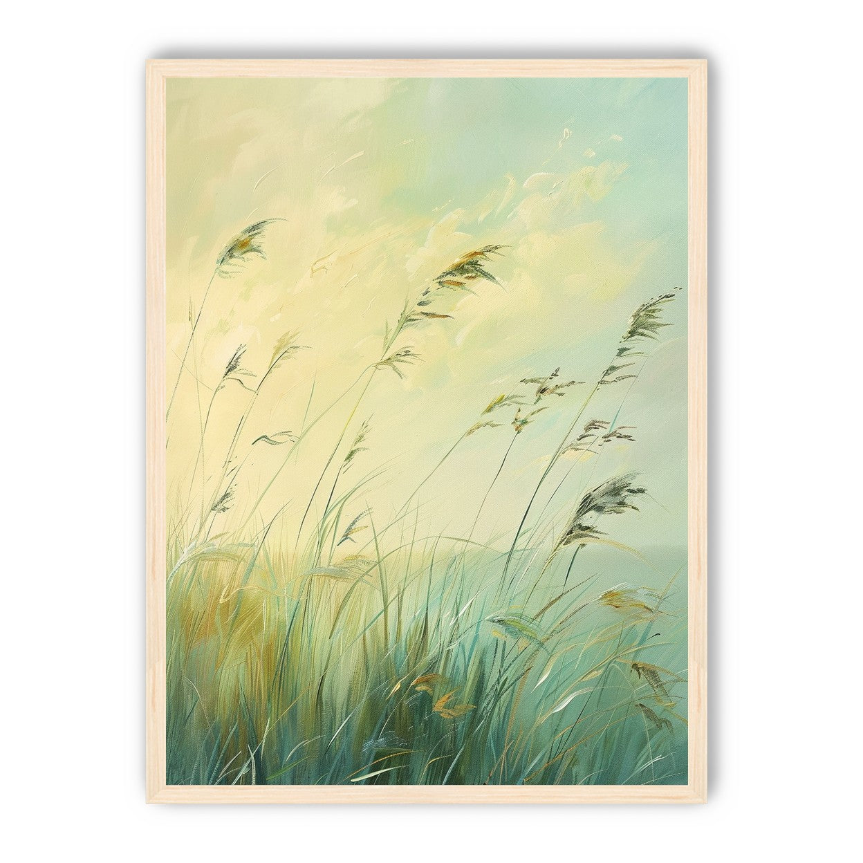 Windbent beach grass sky