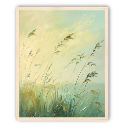 Windbent beach grass sky