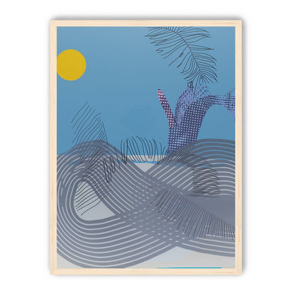 Yellow sun over striped hills