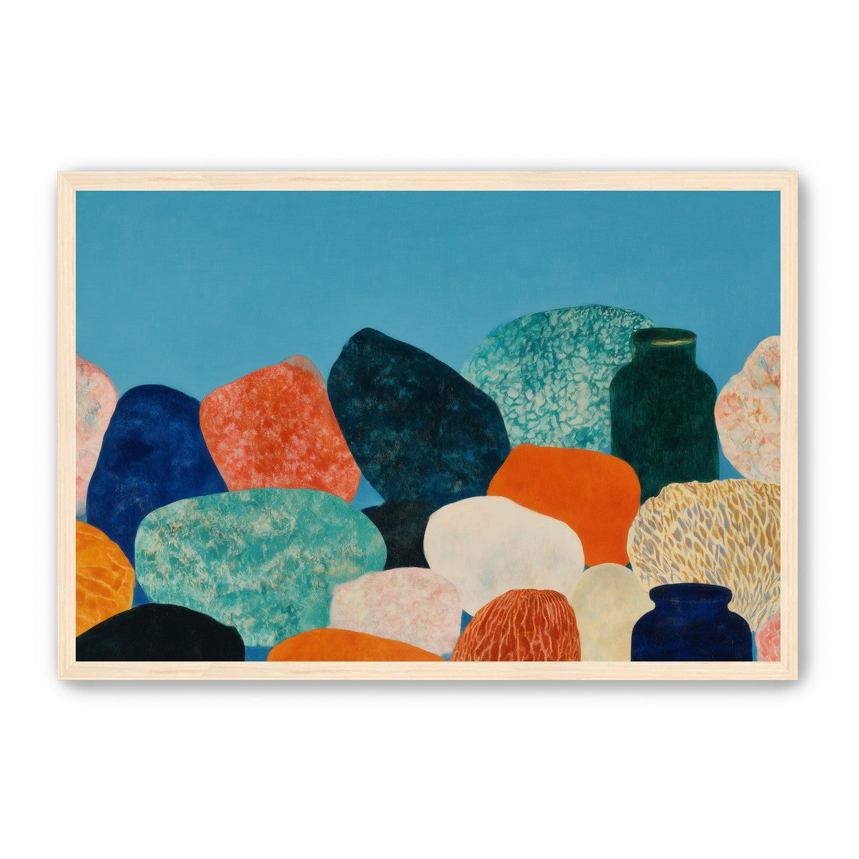Stones beneath a blue field