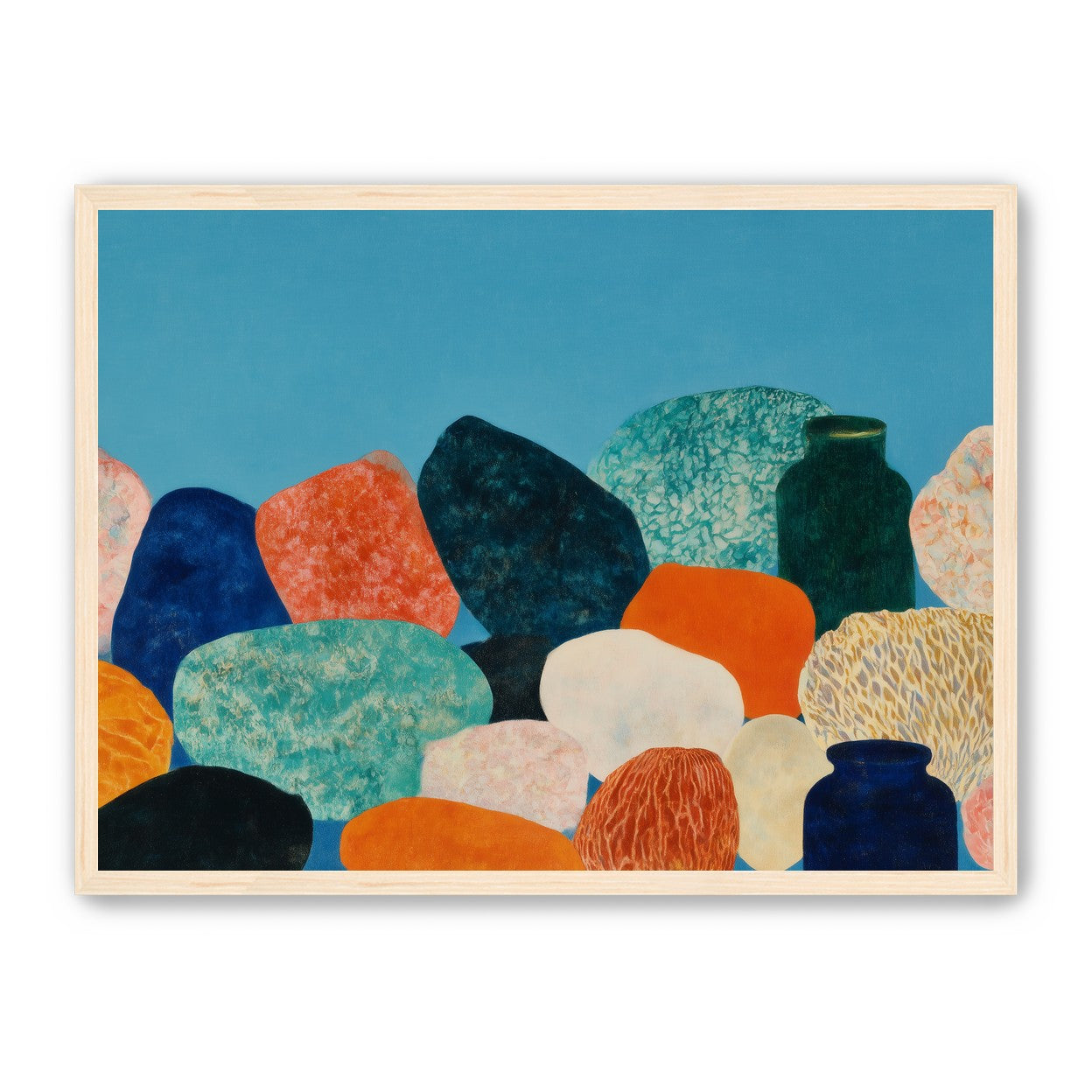 Stones beneath a blue field