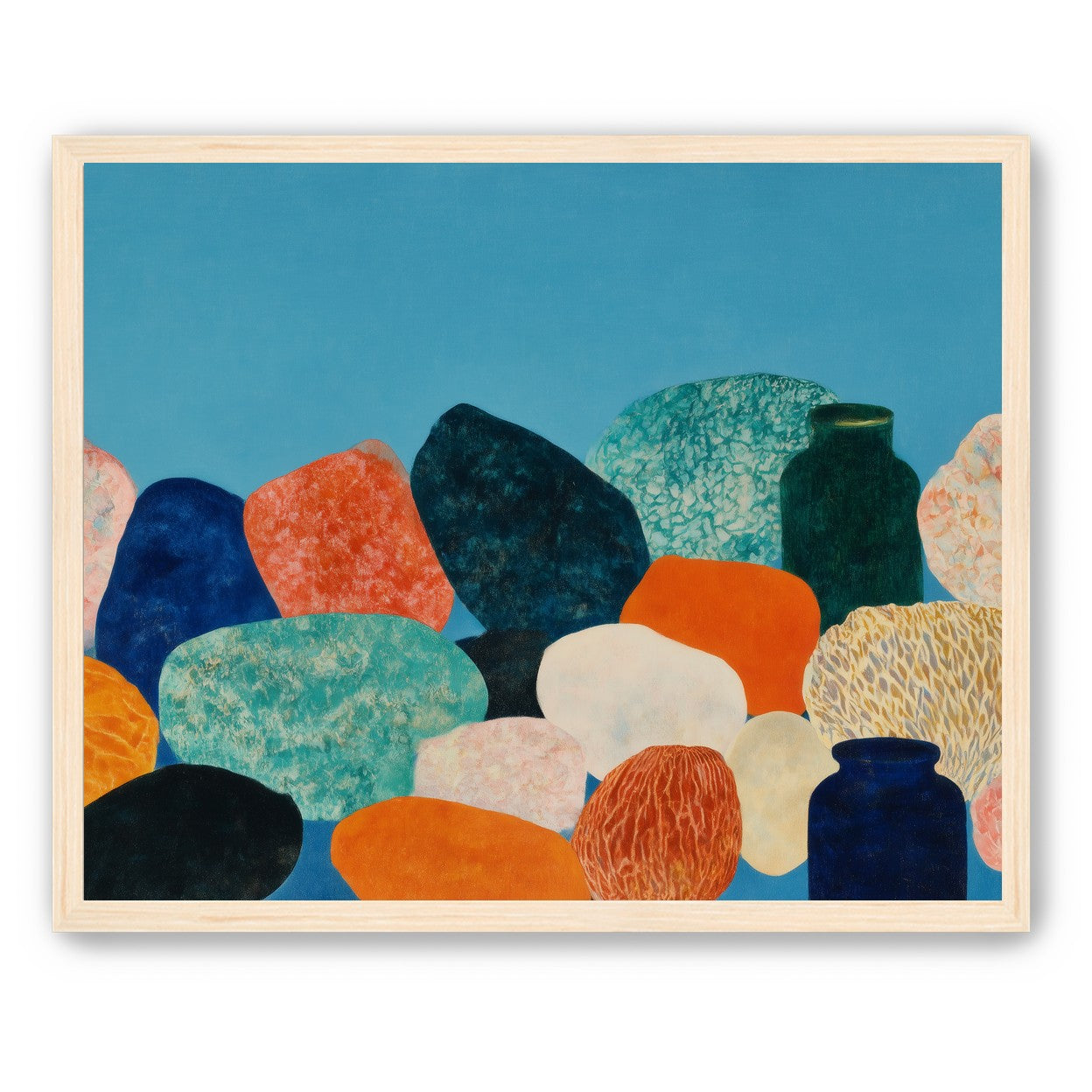 Stones beneath a blue field