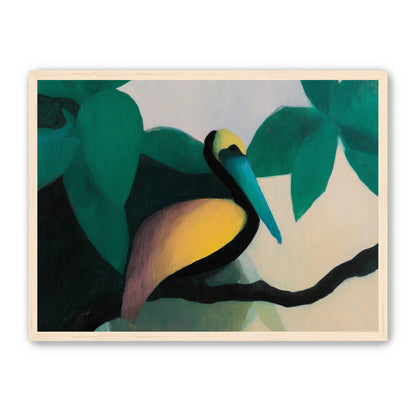 Blue beak in teal leaves