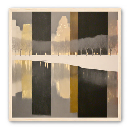 City lights in winter water