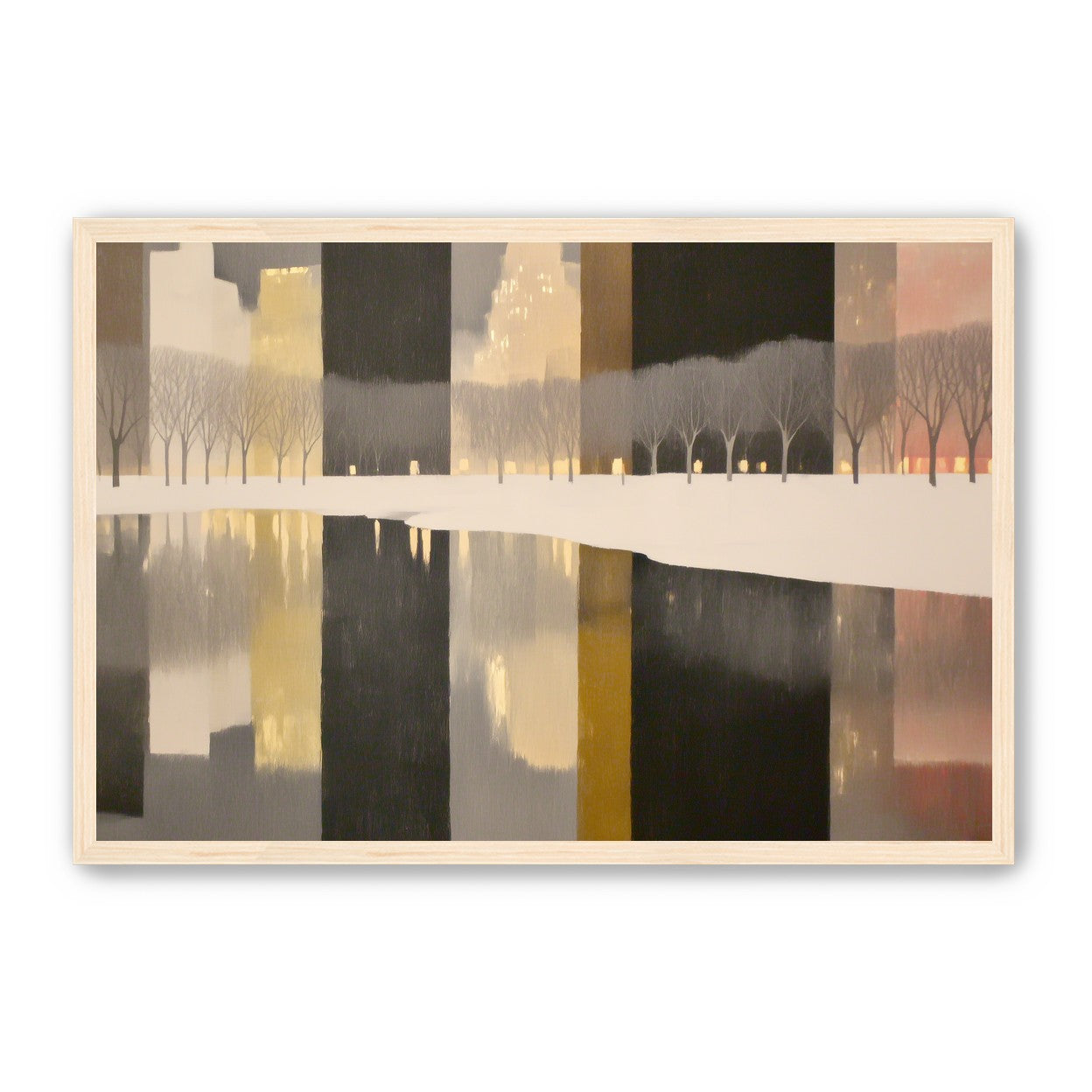 City lights in winter water