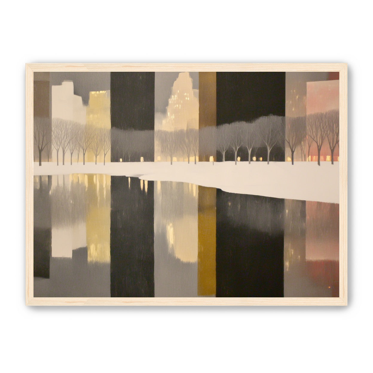 City lights in winter water