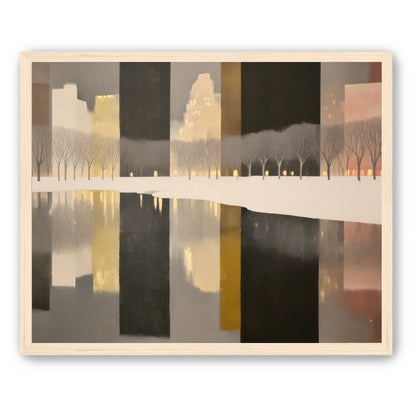 City lights in winter water