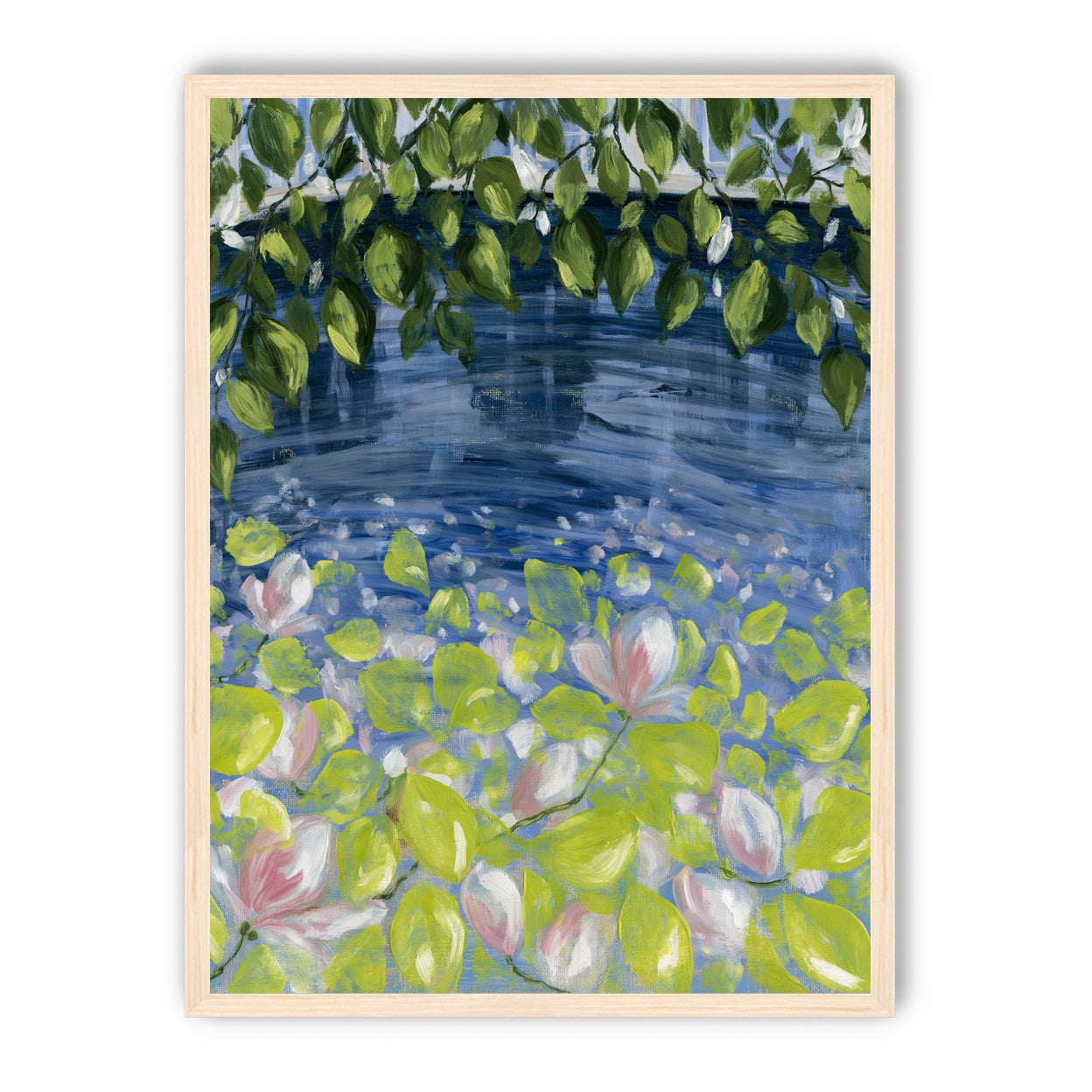 Leaves over lily pond