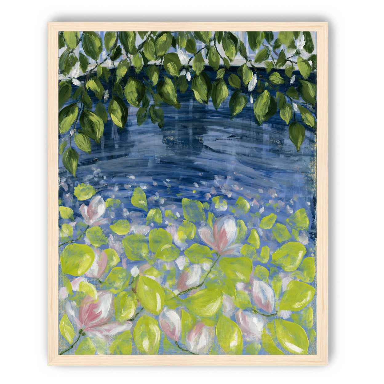 Leaves over lily pond