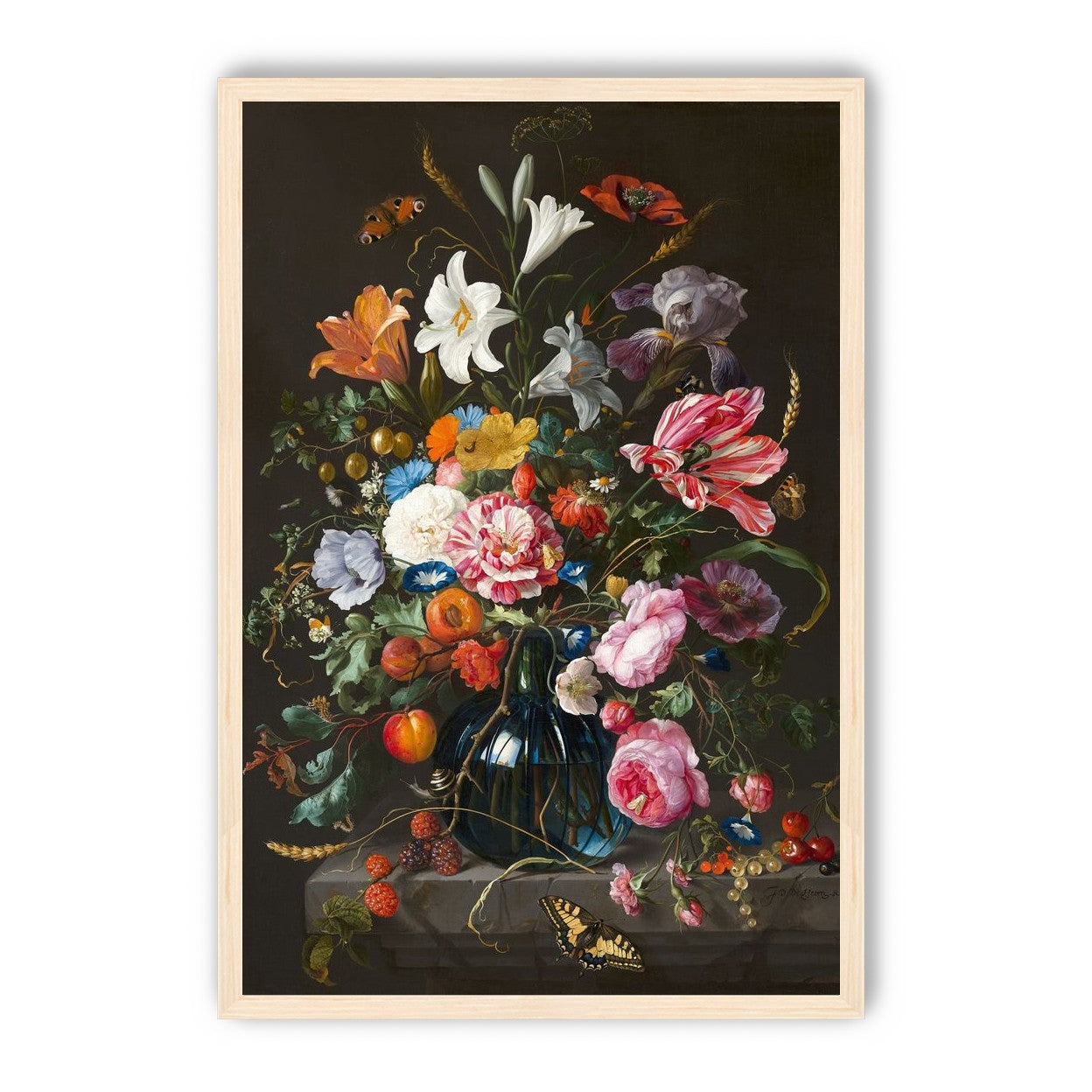 Butterflies over the blue vase