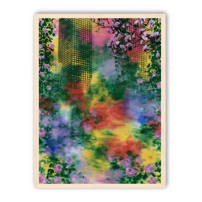 Blossoms over rainbow glass