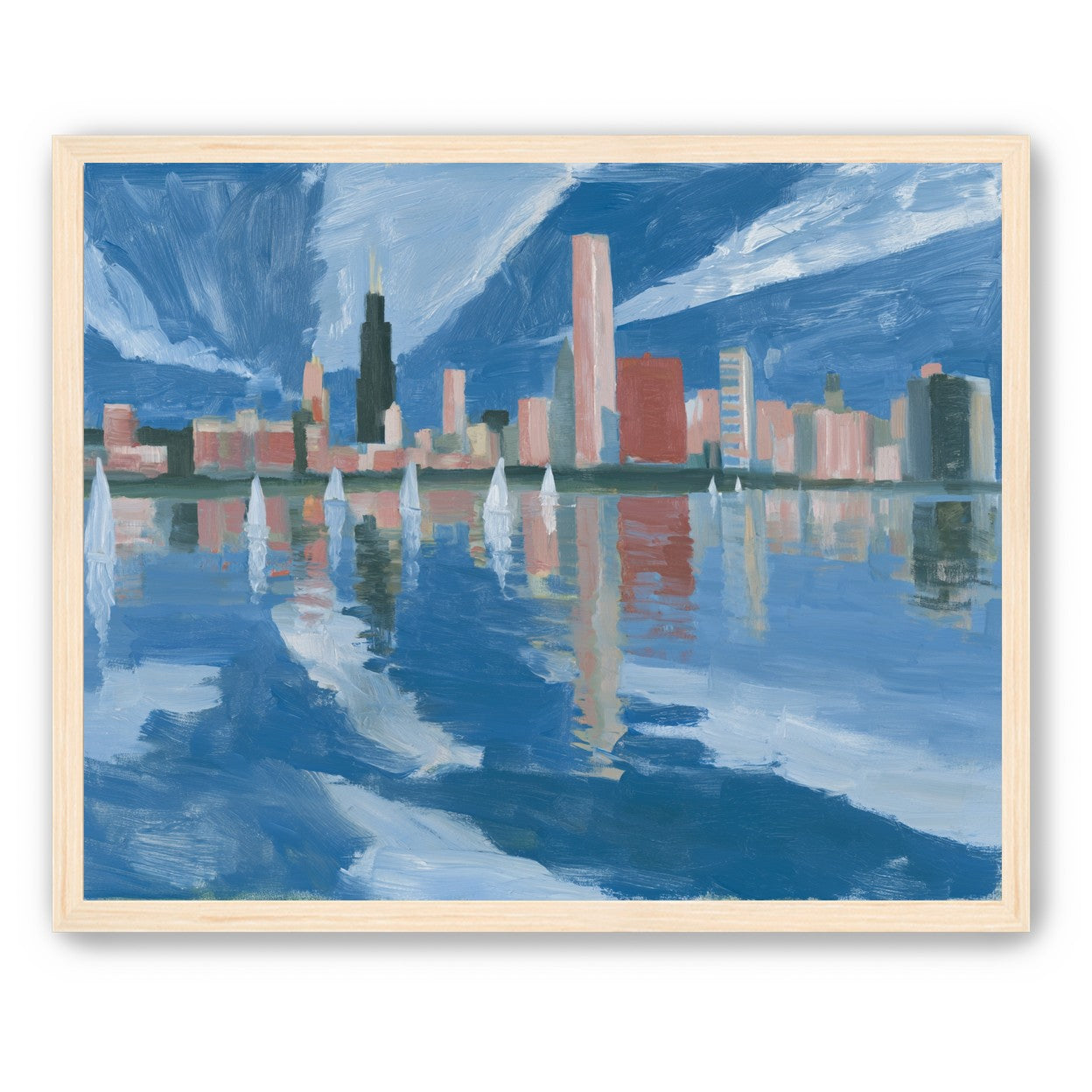 Sailboats before the mirrored skyline