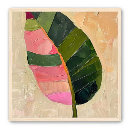 Pink light on a green leaf