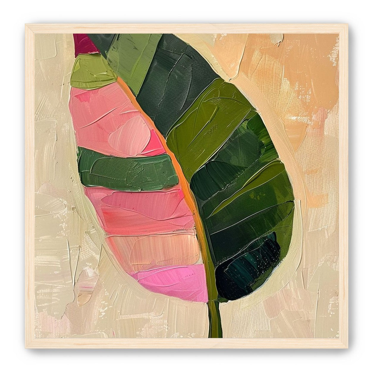 Pink light on a green leaf