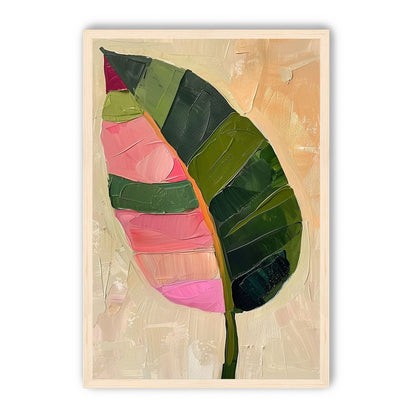 Pink light on a green leaf