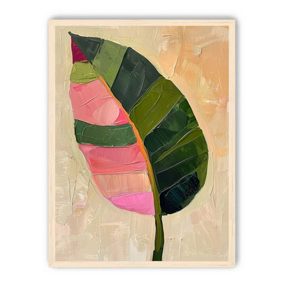 Pink light on a green leaf