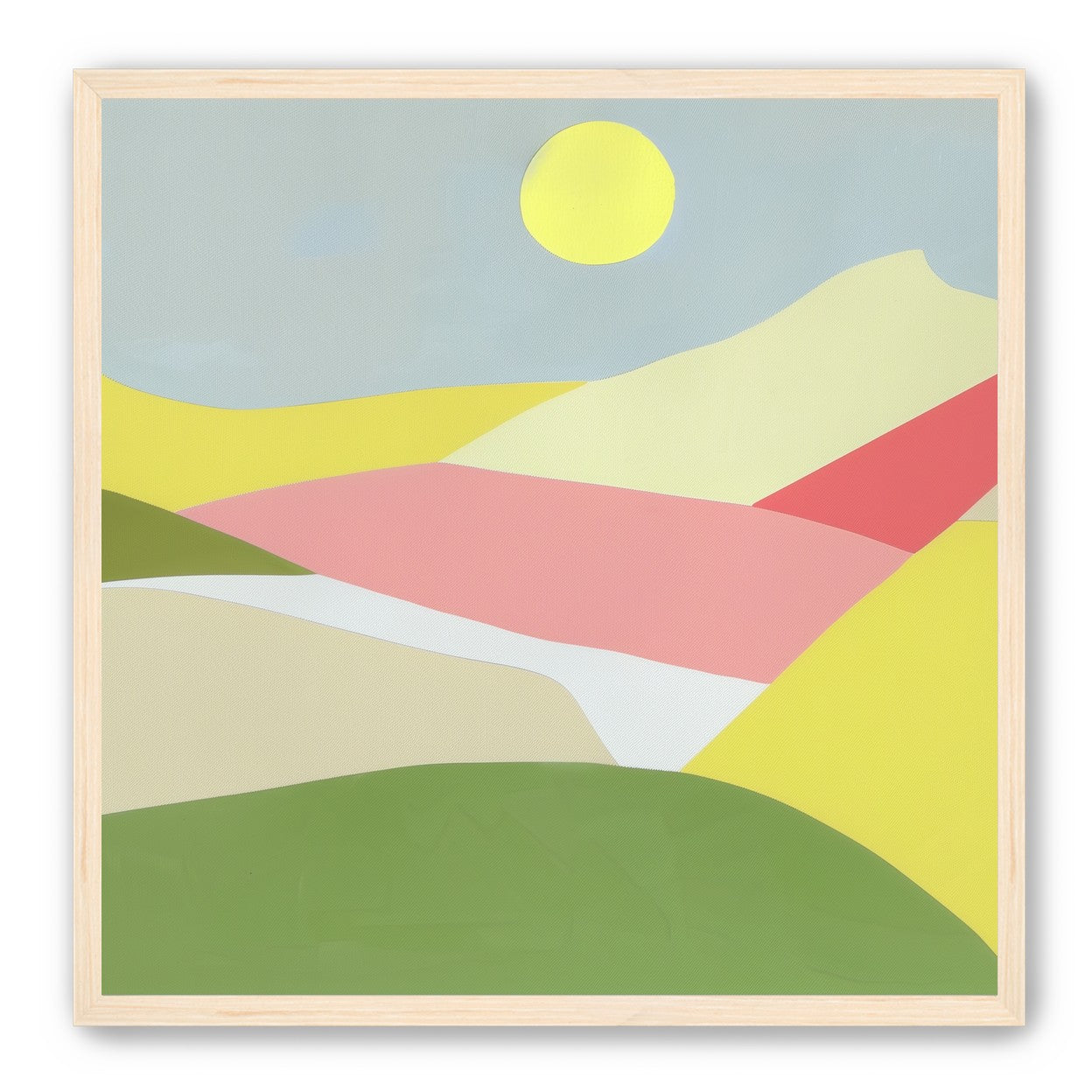 Yellow sun over red fields