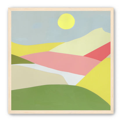 Yellow sun over red fields