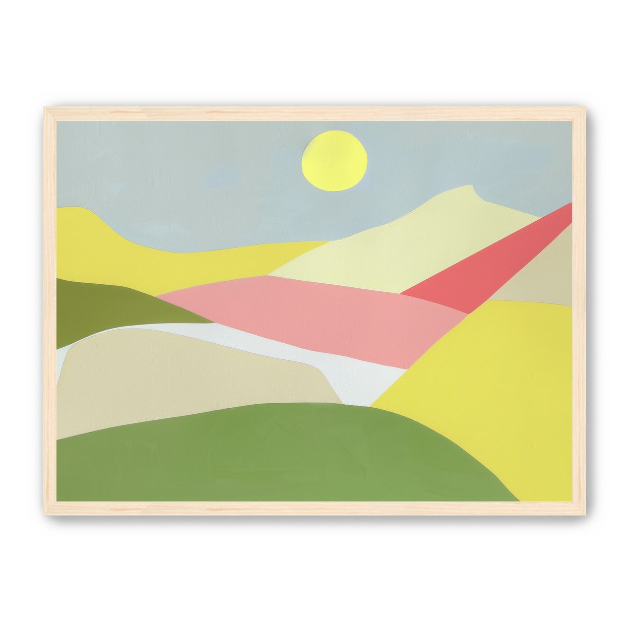 Yellow sun over red fields