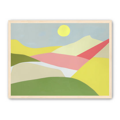 Yellow sun over red fields
