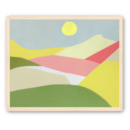 Yellow sun over red fields