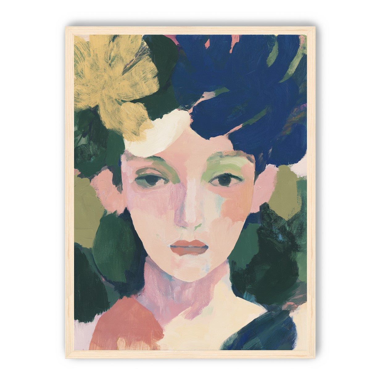 Portrait with pale flower