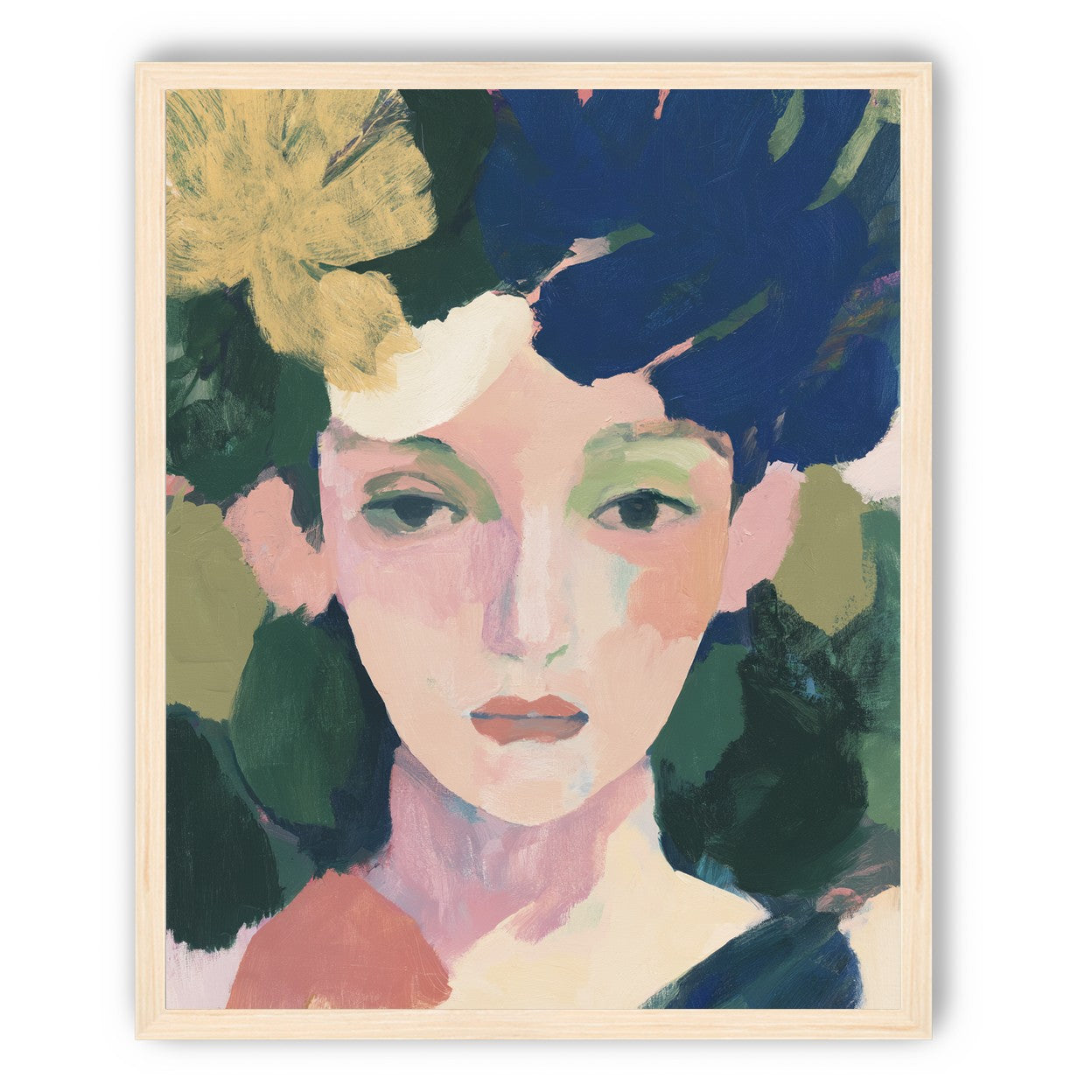Portrait with pale flower