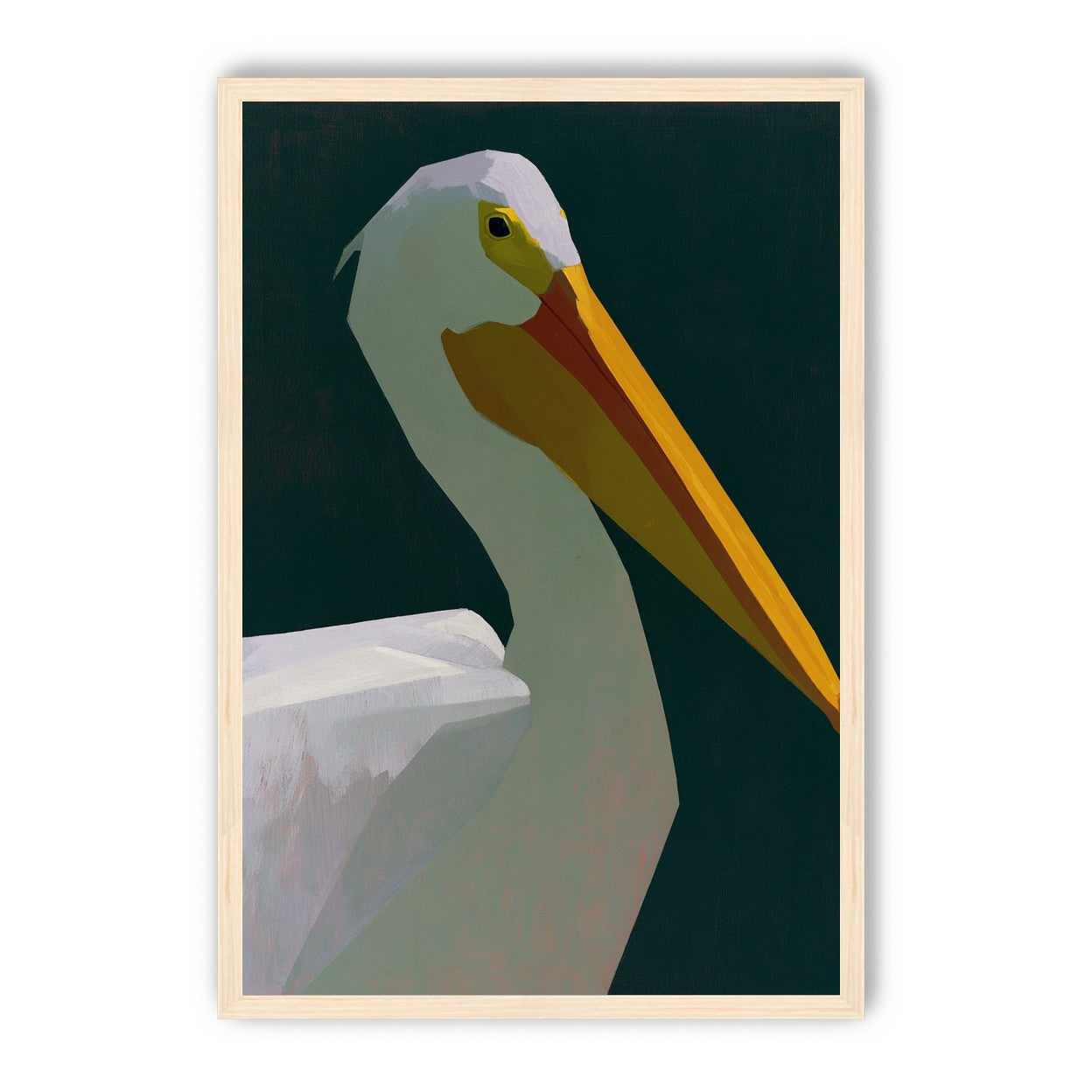 White pelican in deep green