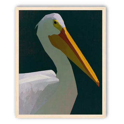 White pelican in deep green