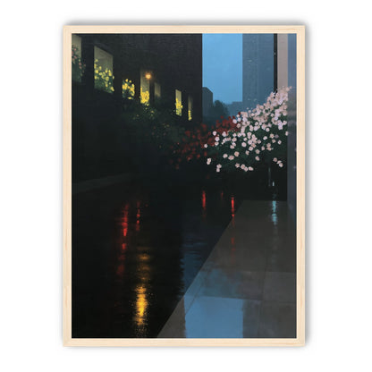 Flowers beside the wet windows