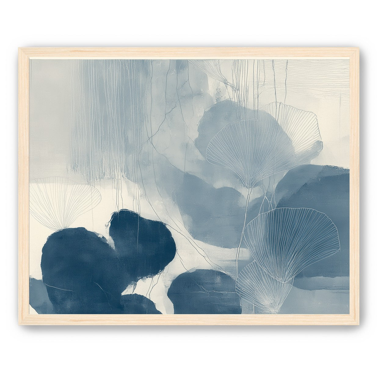 Fan leaves in blue wash