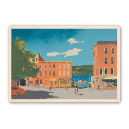 Sunlit street to the harbor